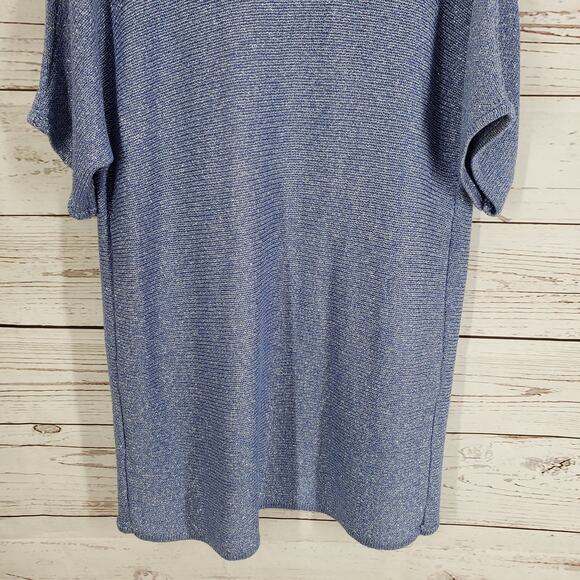 Chico's Women's Blue Tilly Shine Open Knit Metallic Cardigan Size 3 - Picture 13 of 13
